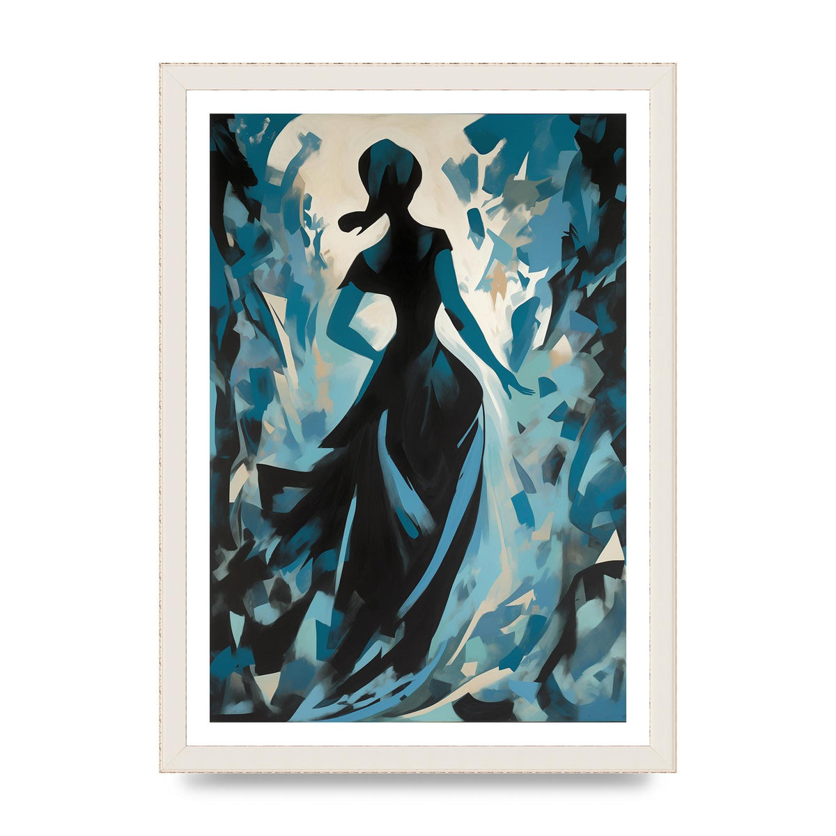 Harmonious Black Shapes on Cerulean