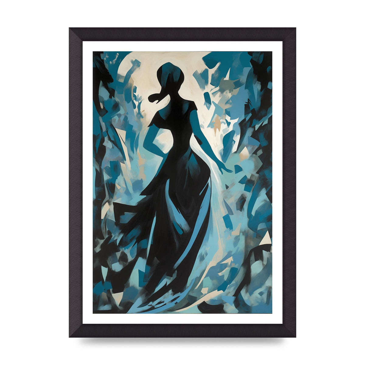 Harmonious Black Shapes on Cerulean