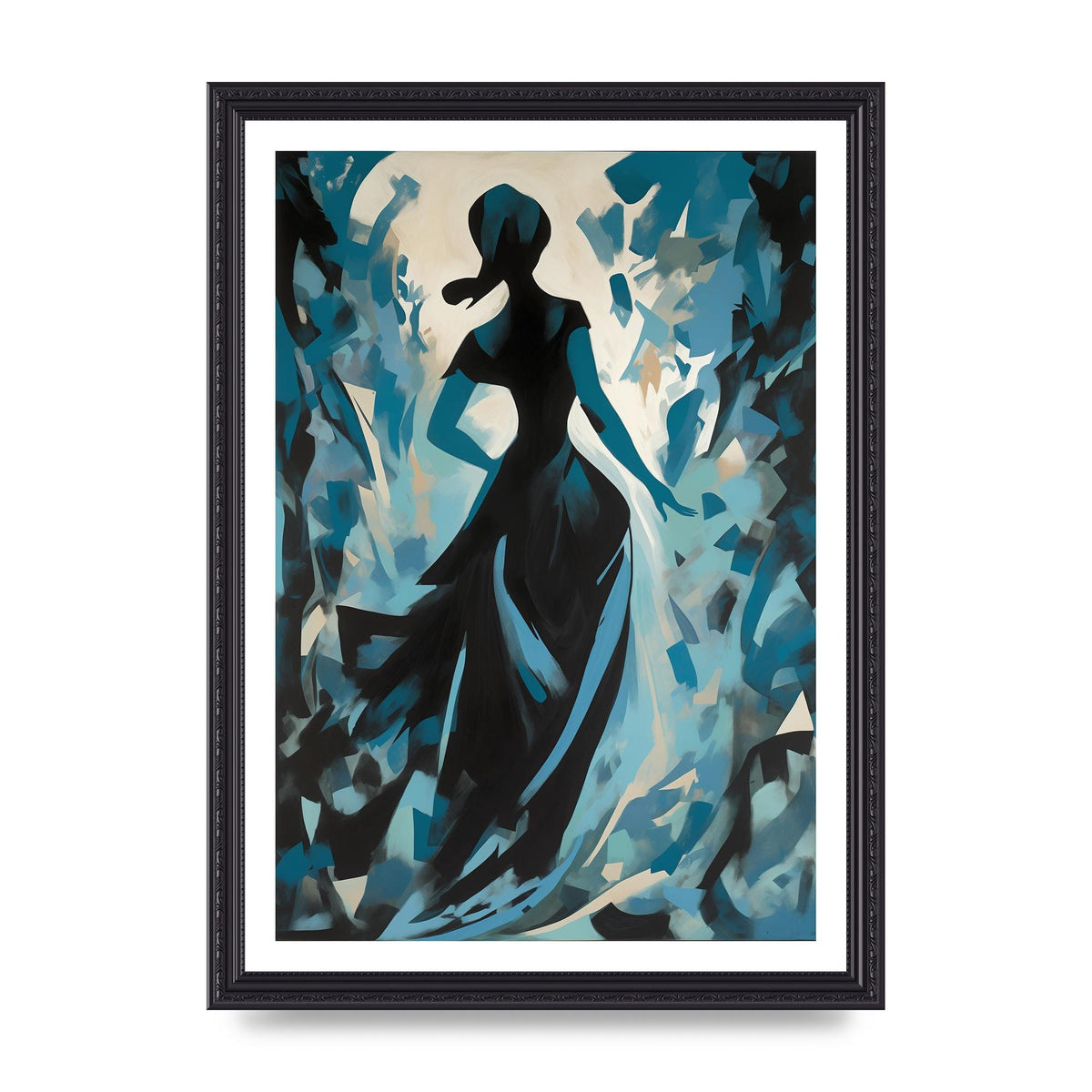 Harmonious Black Shapes on Cerulean