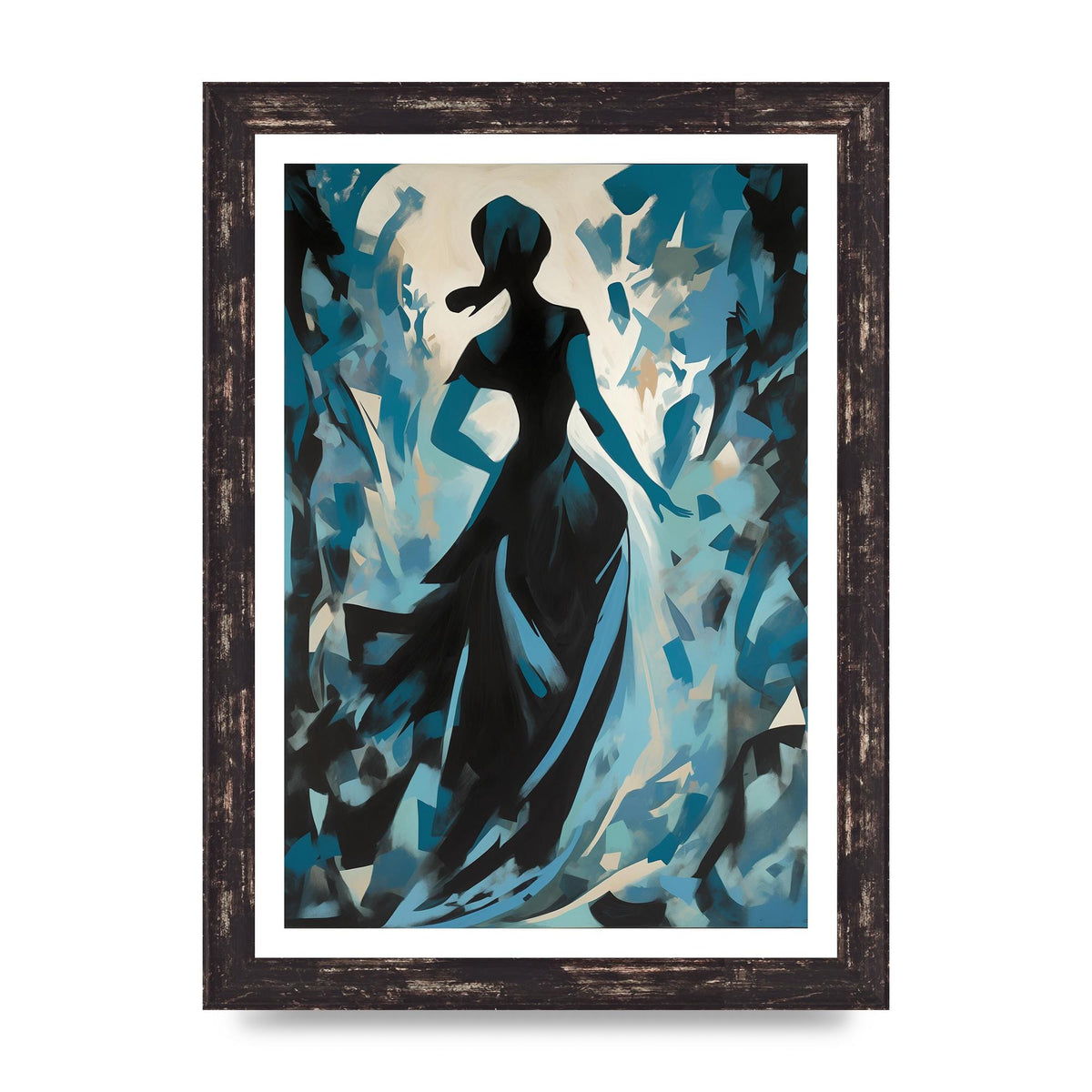 Harmonious Black Shapes on Cerulean