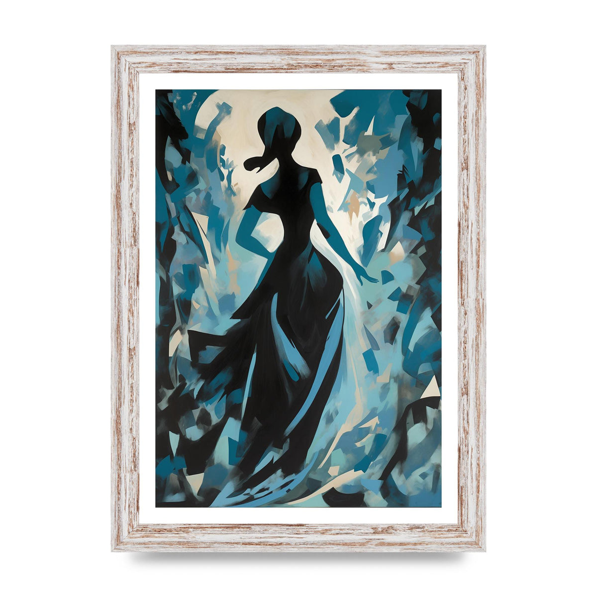 Harmonious Black Shapes on Cerulean