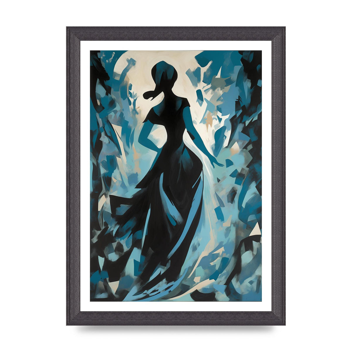 Harmonious Black Shapes on Cerulean