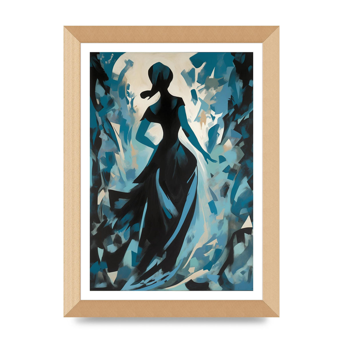 Harmonious Black Shapes on Cerulean