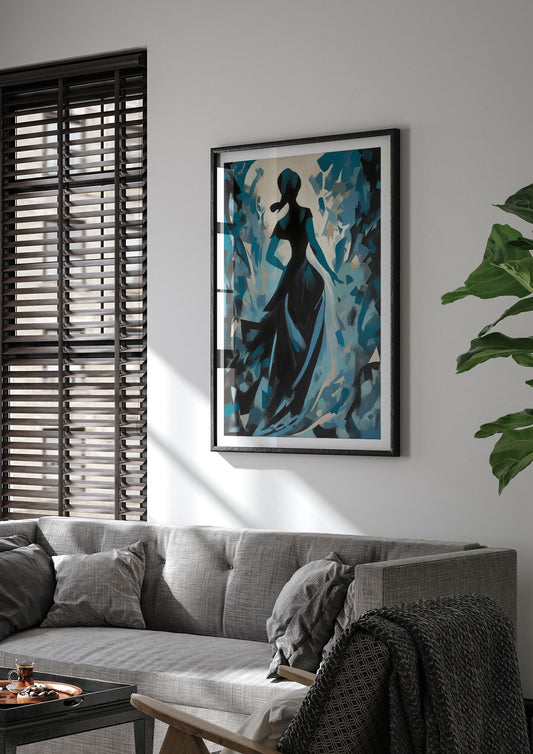 Harmonious Black Shapes on Cerulean