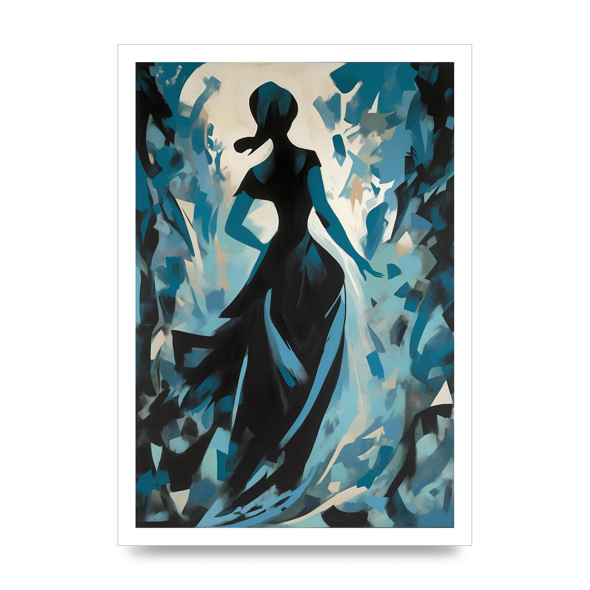 Harmonious Black Shapes on Cerulean