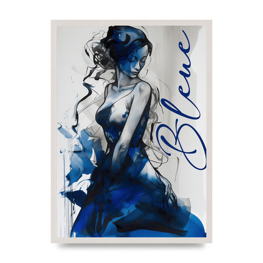 Black Lines on Sapphire Blue Canvas