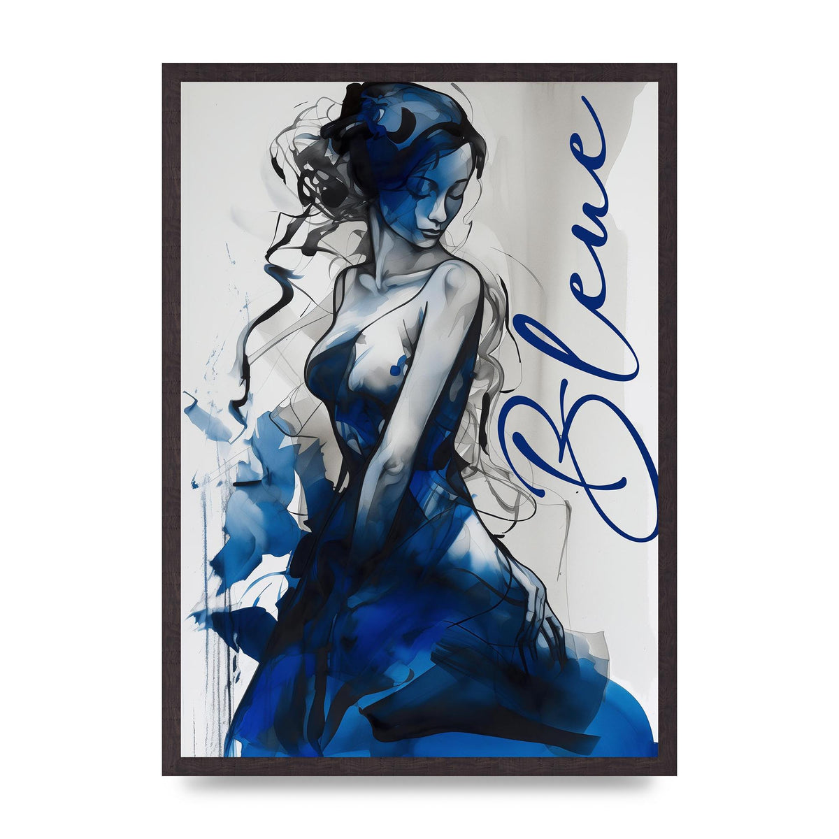 Black Lines on Sapphire Blue Canvas