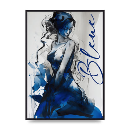 Black Lines on Sapphire Blue Canvas