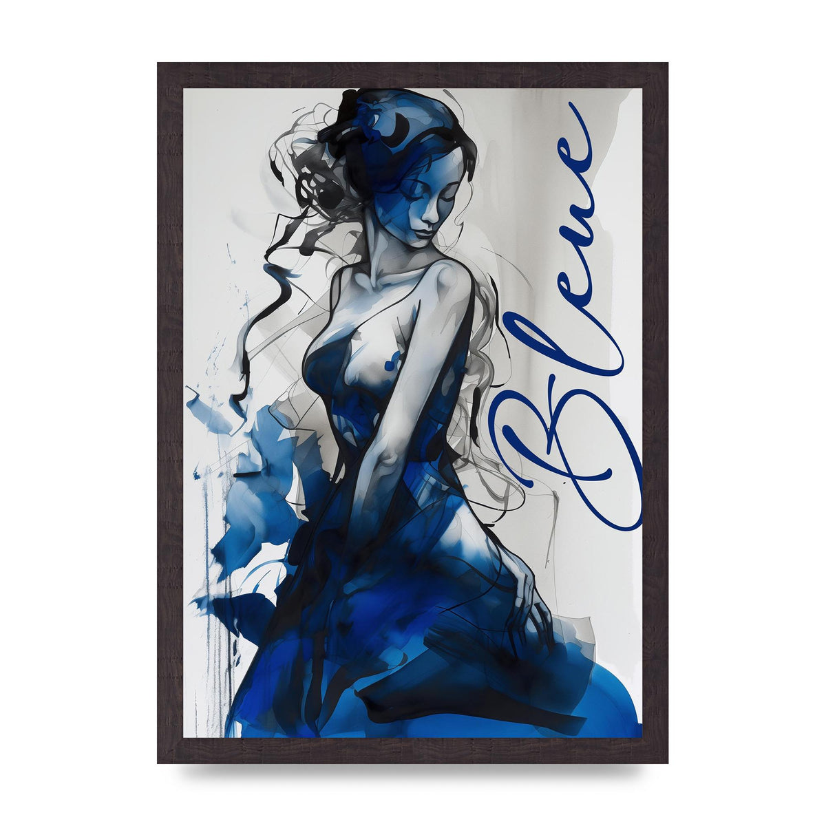 Black Lines on Sapphire Blue Canvas