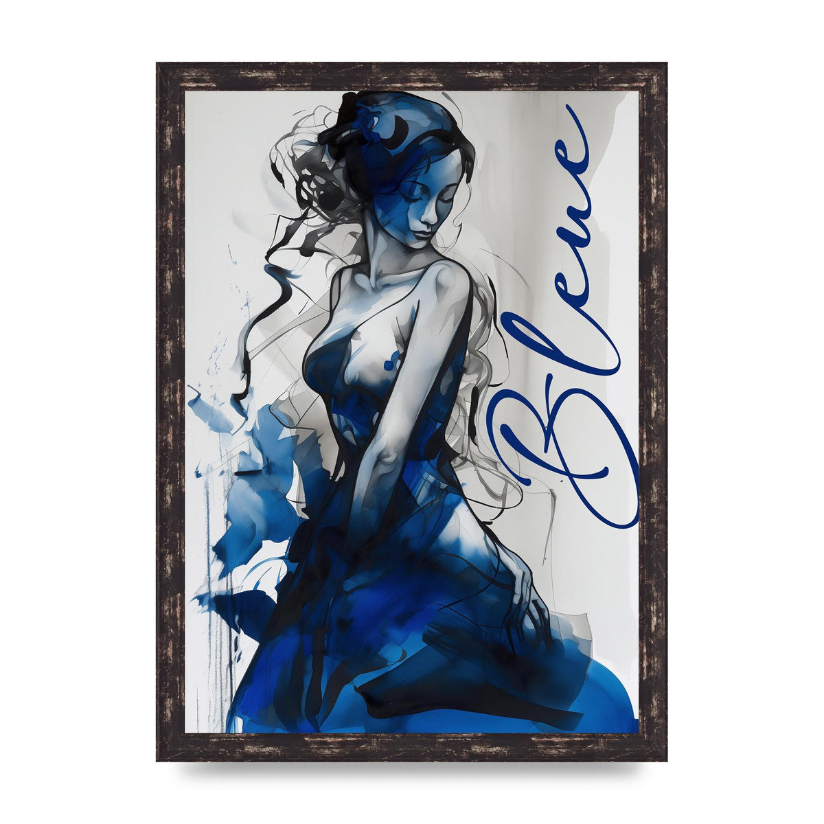 Black Lines on Sapphire Blue Canvas