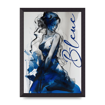 Black Lines on Sapphire Blue Canvas