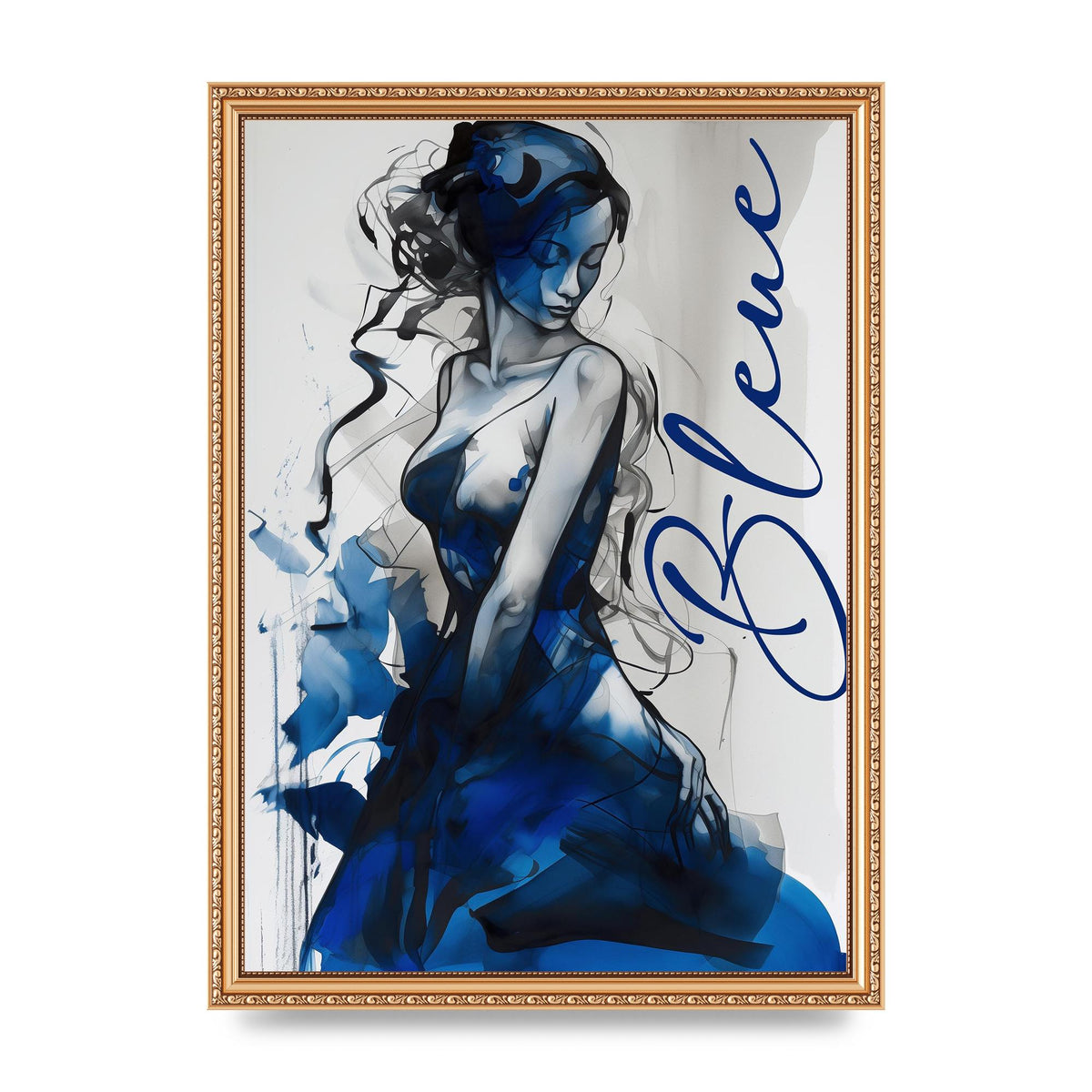 Black Lines on Sapphire Blue Canvas