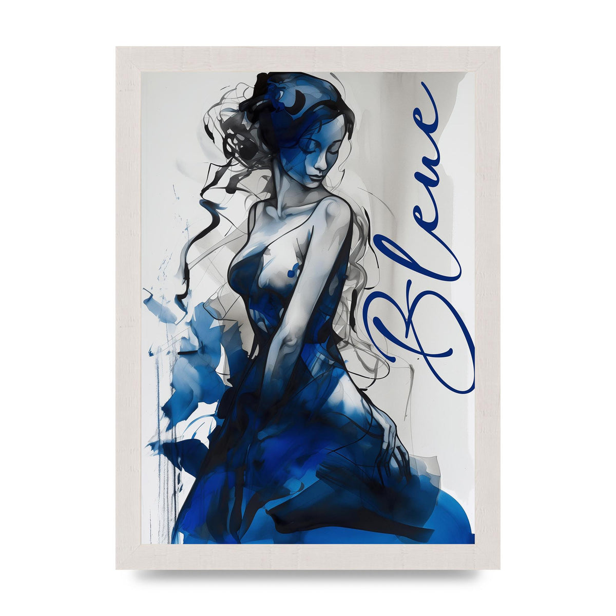 Black Lines on Sapphire Blue Canvas