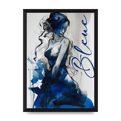 Black Lines on Sapphire Blue Canvas