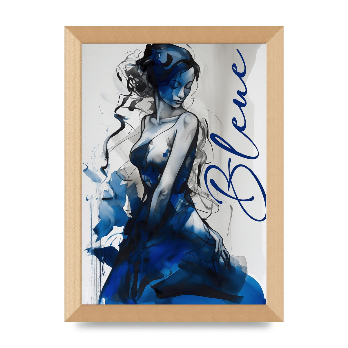 Black Lines on Sapphire Blue Canvas