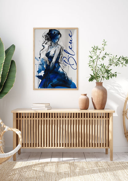 Black Lines on Sapphire Blue Canvas