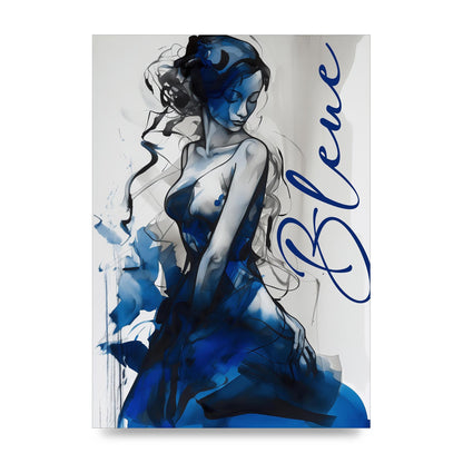 Black Lines on Sapphire Blue Canvas