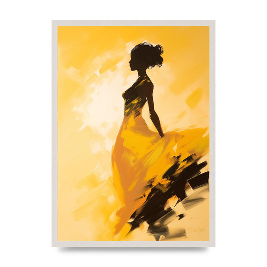 Black Dance on Soft Yellow Canvas
