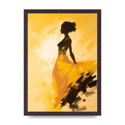 Black Dance on Soft Yellow Canvas