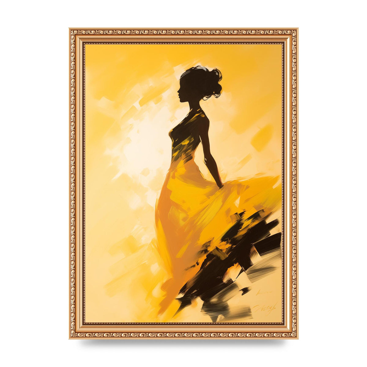 Black Dance on Soft Yellow Canvas