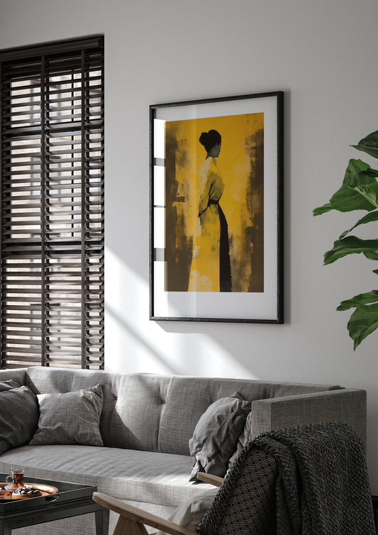 Minimalist Goldenrod Canvas with Womans Posture