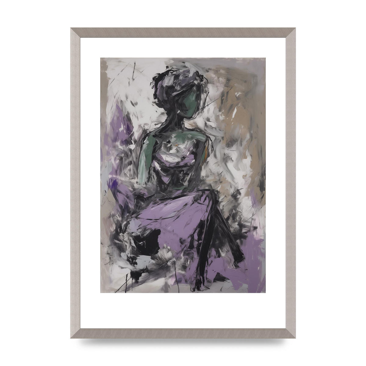 Lavender Canvas with Black Strokes