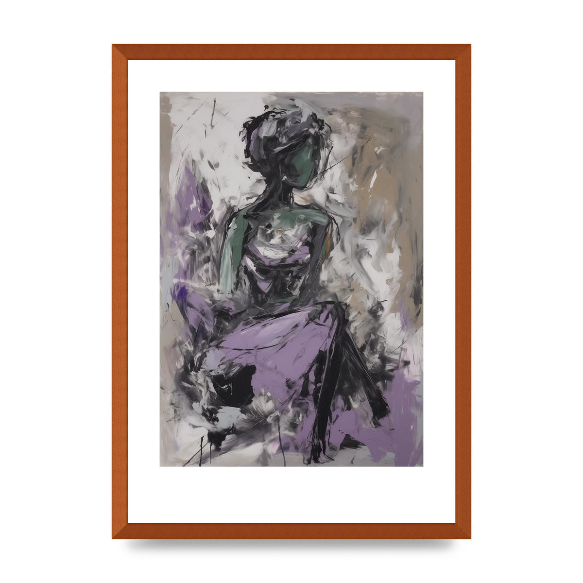 Lavender Canvas with Black Strokes