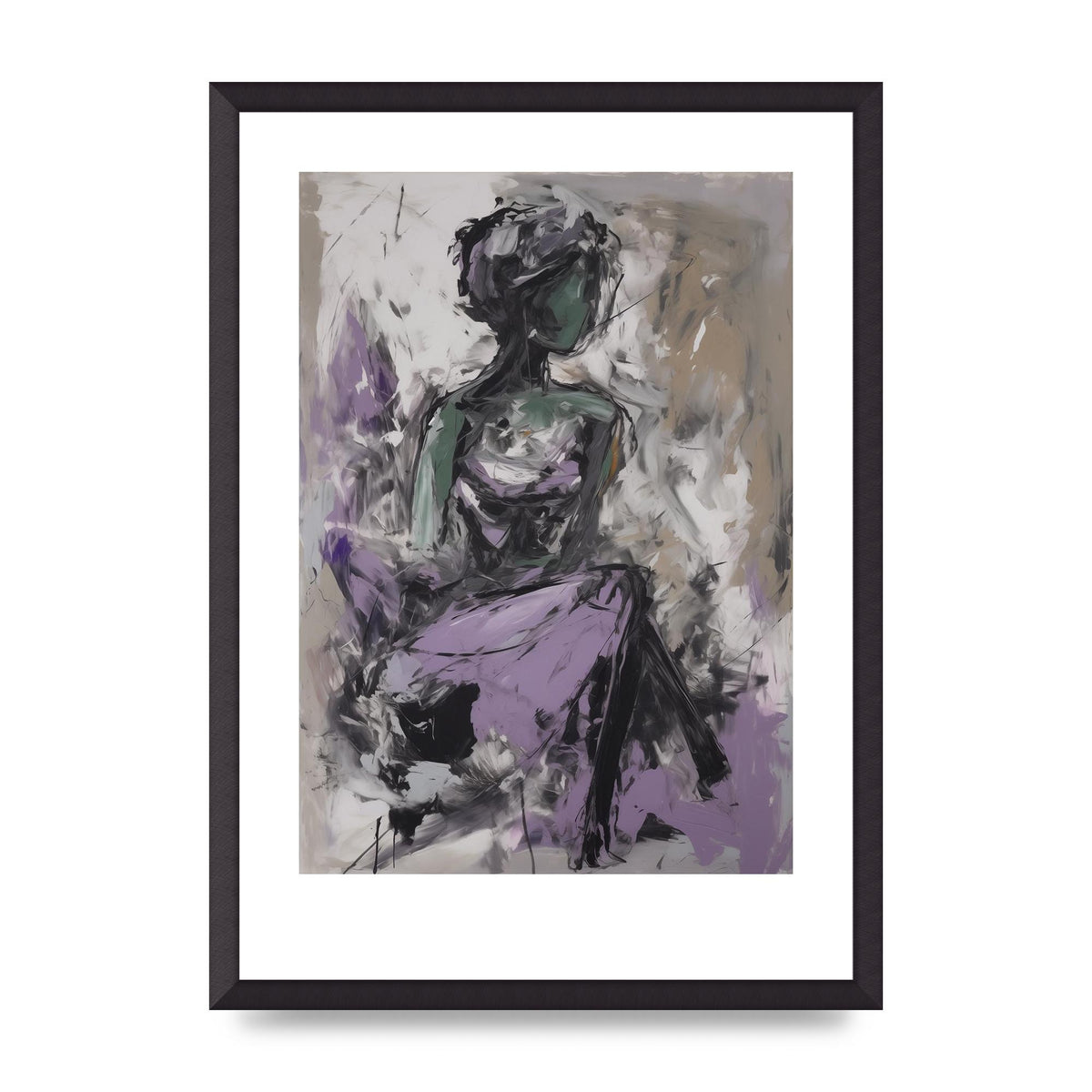 Lavender Canvas with Black Strokes