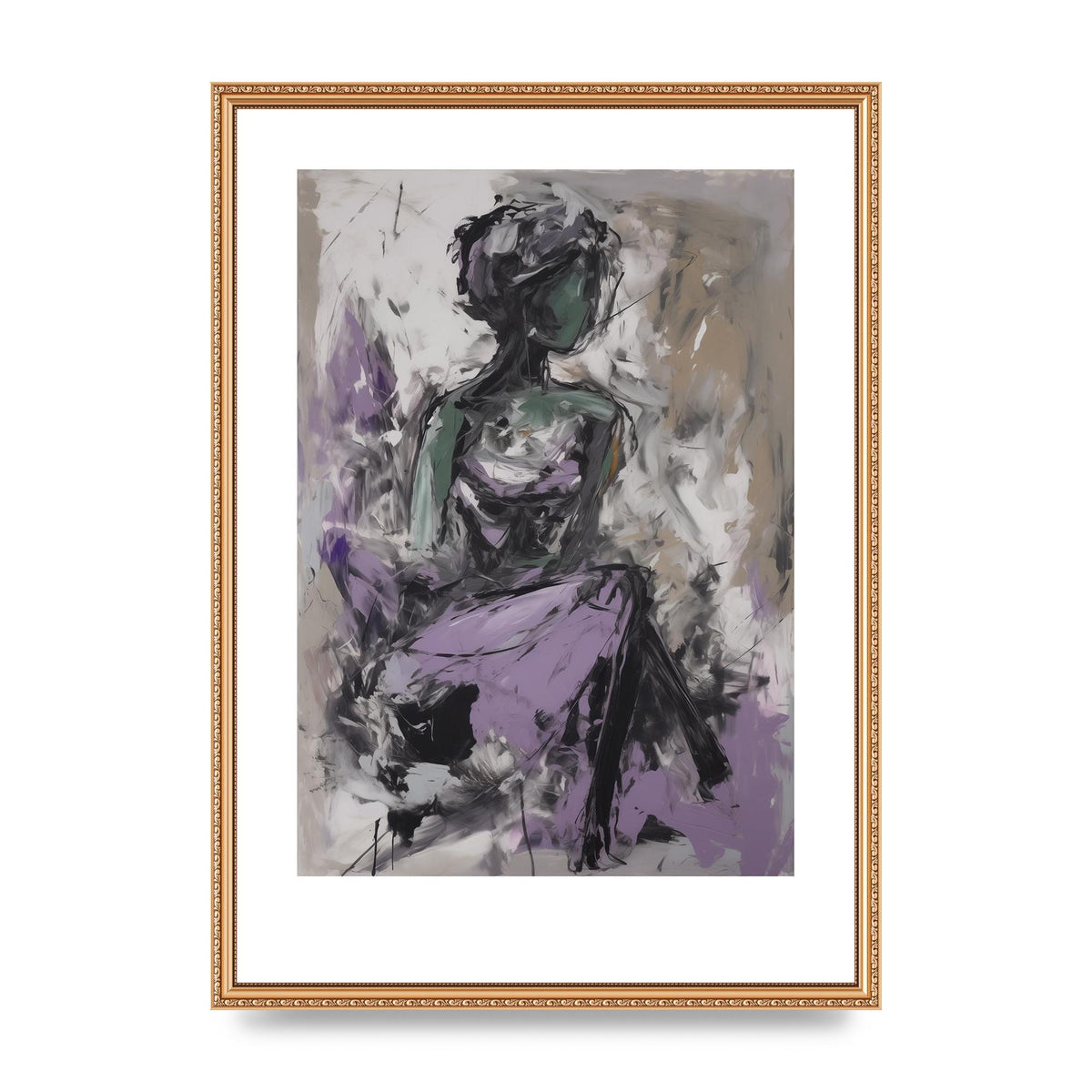 Lavender Canvas with Black Strokes
