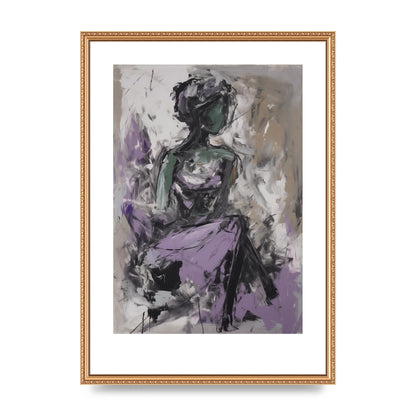 Lavender Canvas with Black Strokes