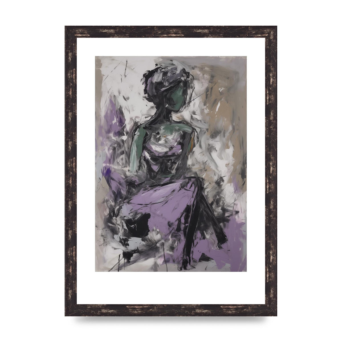 Lavender Canvas with Black Strokes