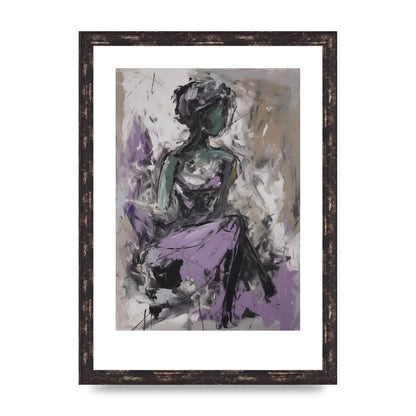Lavender Canvas with Black Strokes