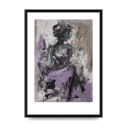 Lavender Canvas with Black Strokes