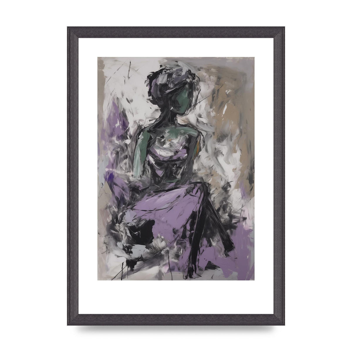 Lavender Canvas with Black Strokes