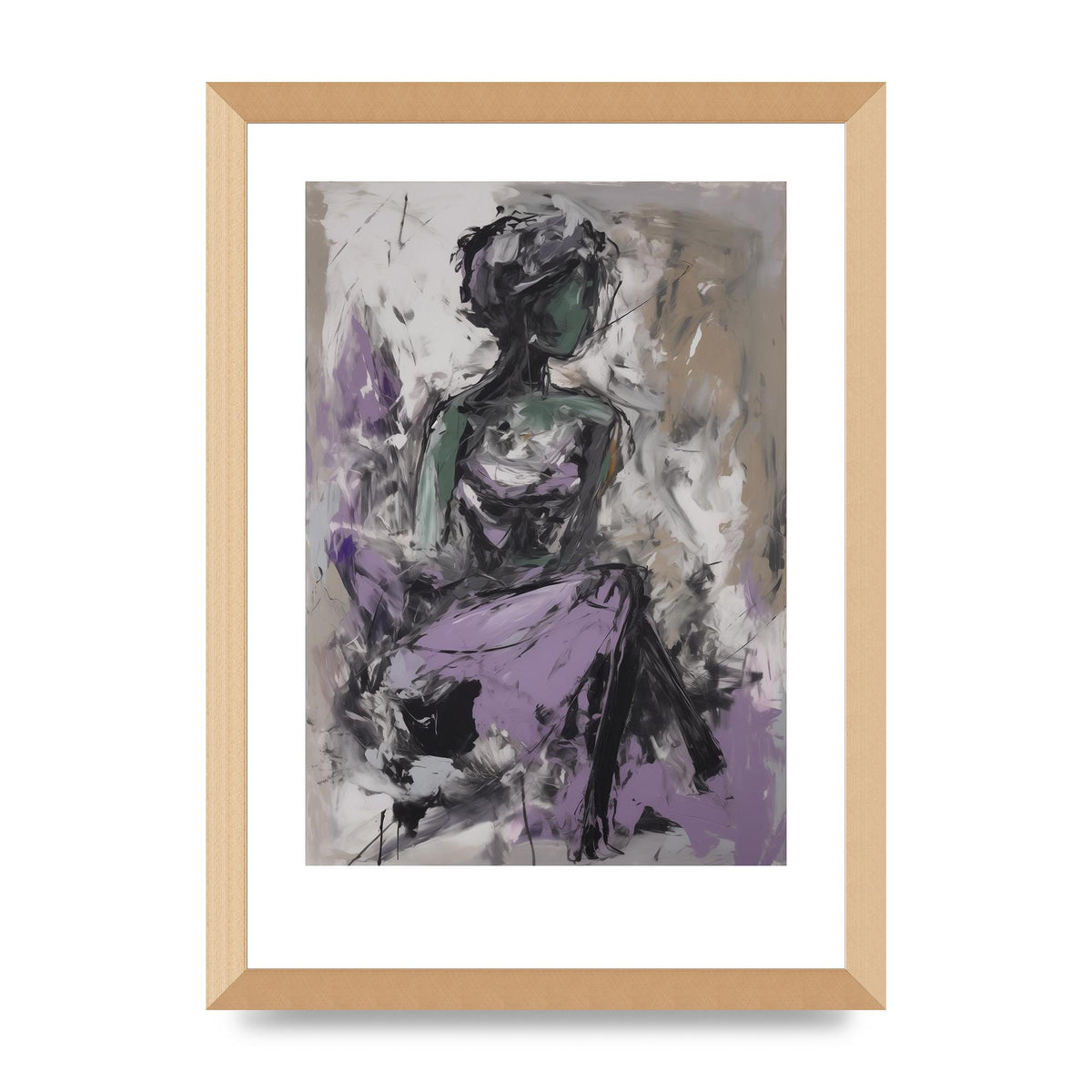 Lavender Canvas with Black Strokes