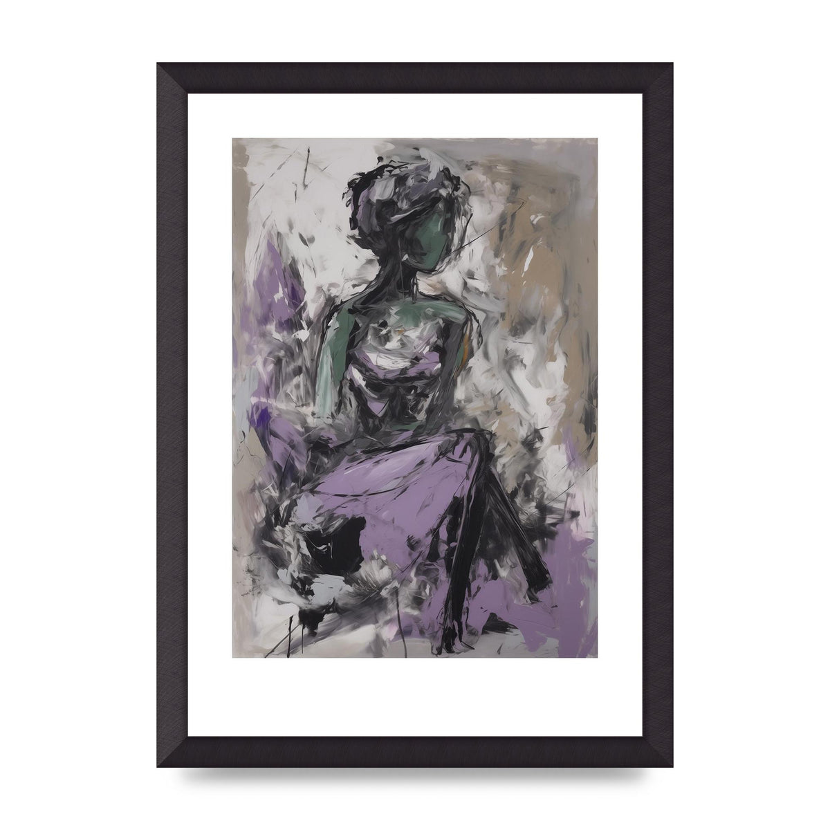 Lavender Canvas with Black Strokes
