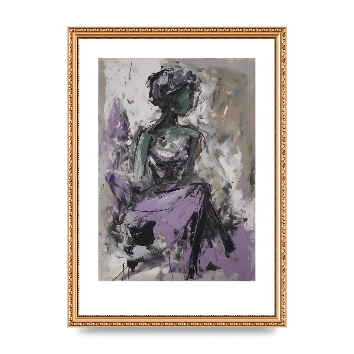 Lavender Canvas with Black Strokes