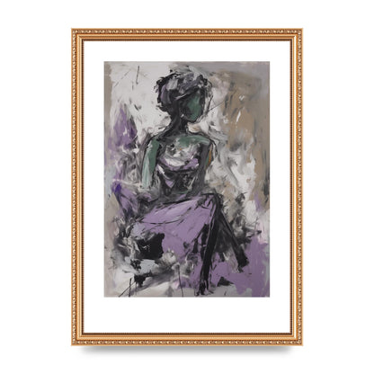 Lavender Canvas with Black Strokes