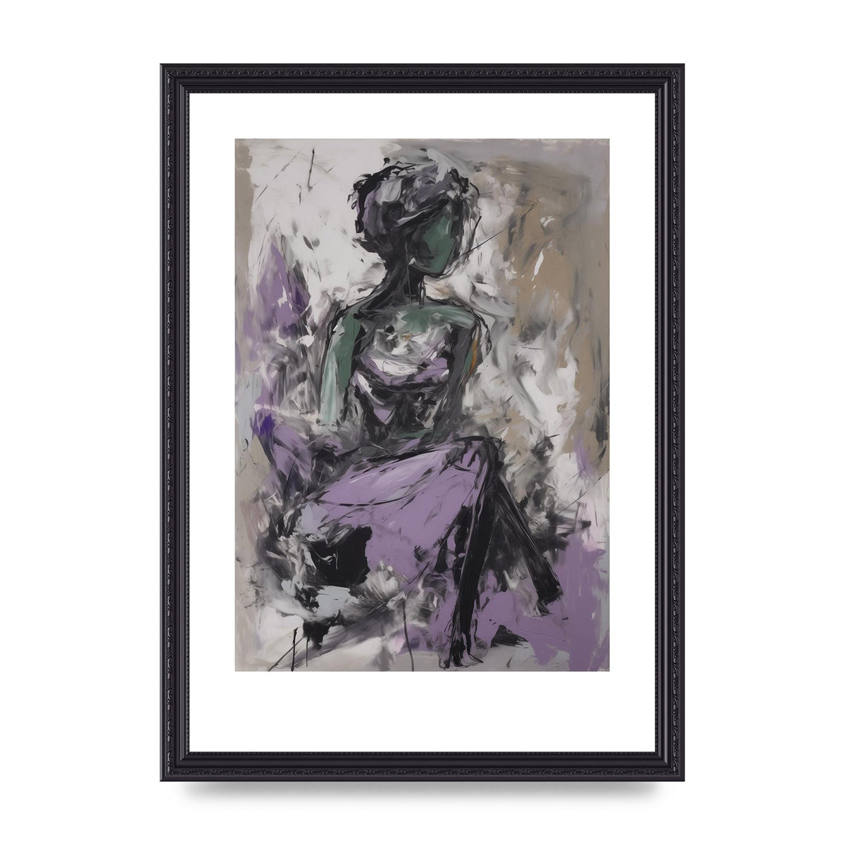 Lavender Canvas with Black Strokes