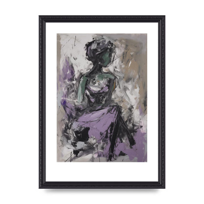 Lavender Canvas with Black Strokes