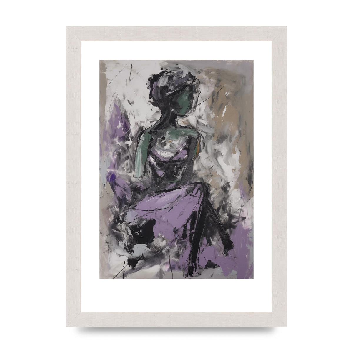 Lavender Canvas with Black Strokes