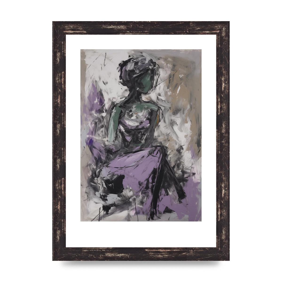 Lavender Canvas with Black Strokes