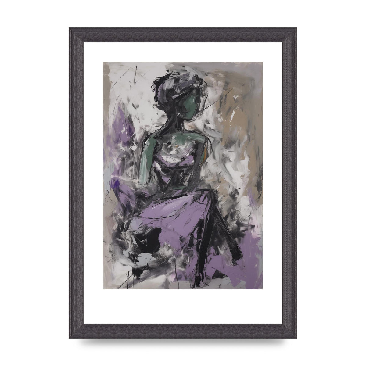 Lavender Canvas with Black Strokes