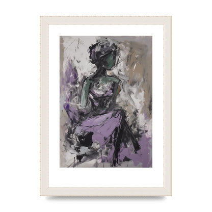Lavender Canvas with Black Strokes