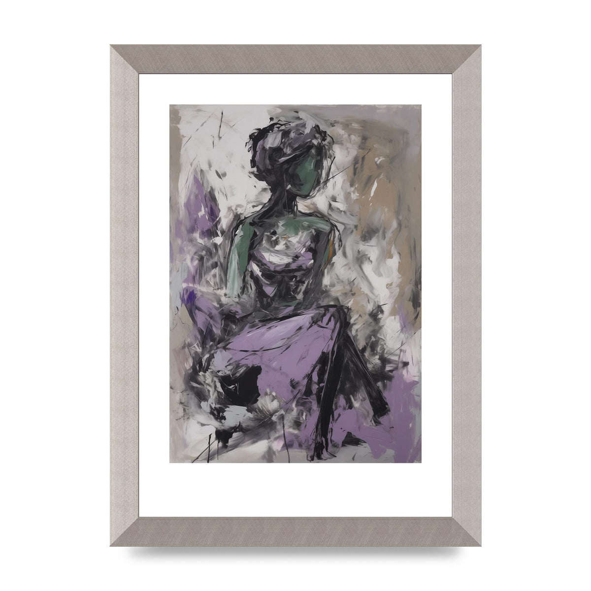 Lavender Canvas with Black Strokes