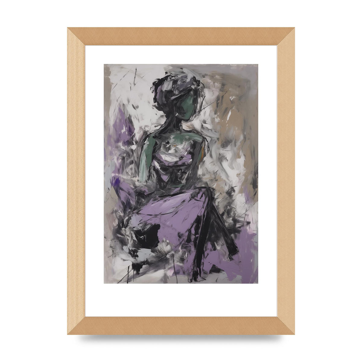 Lavender Canvas with Black Strokes
