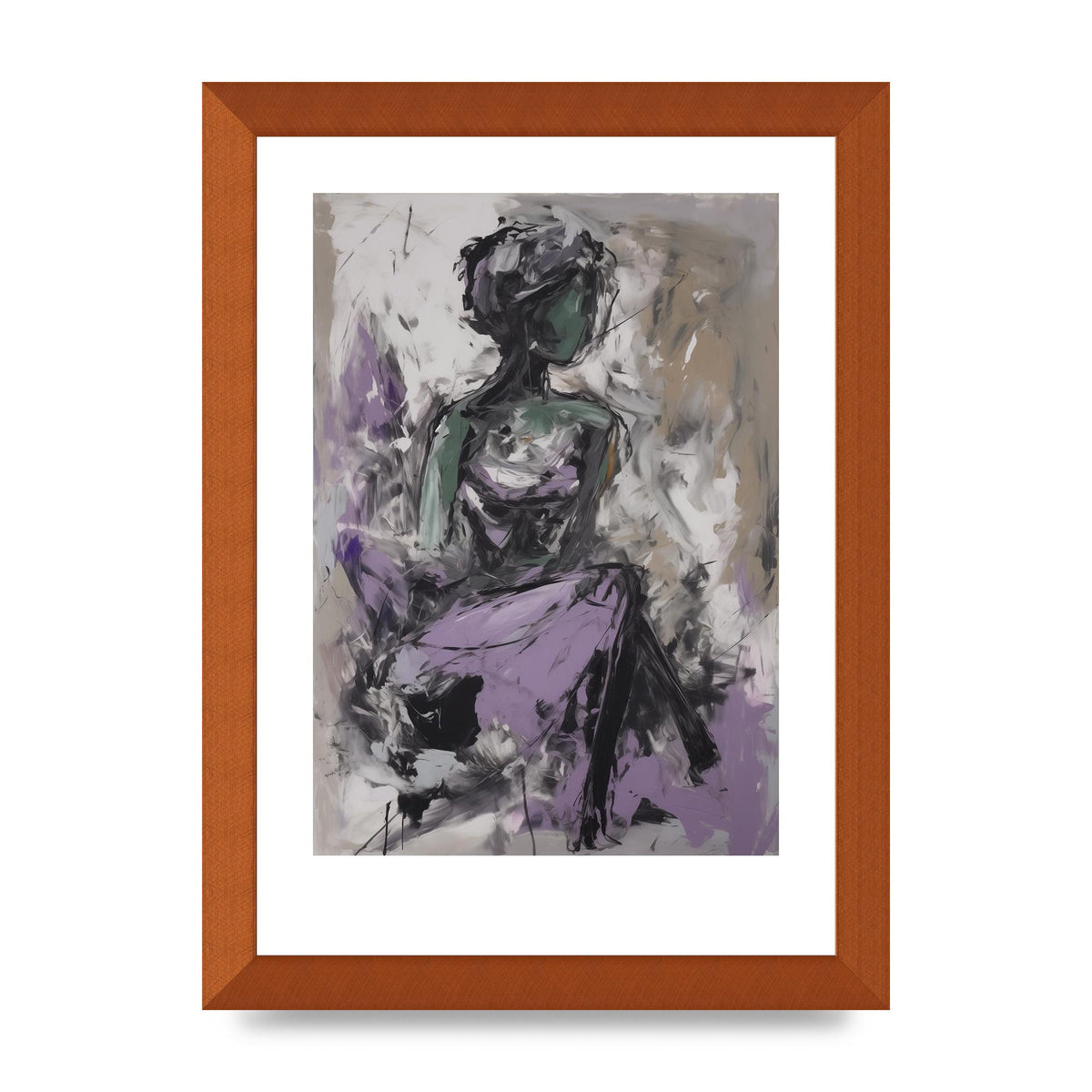 Lavender Canvas with Black Strokes