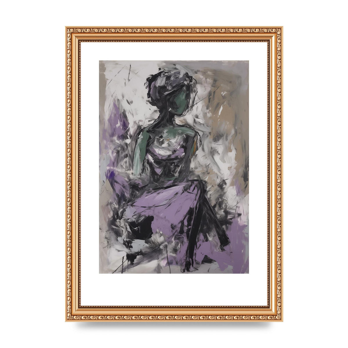 Lavender Canvas with Black Strokes