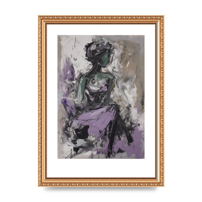 Lavender Canvas with Black Strokes