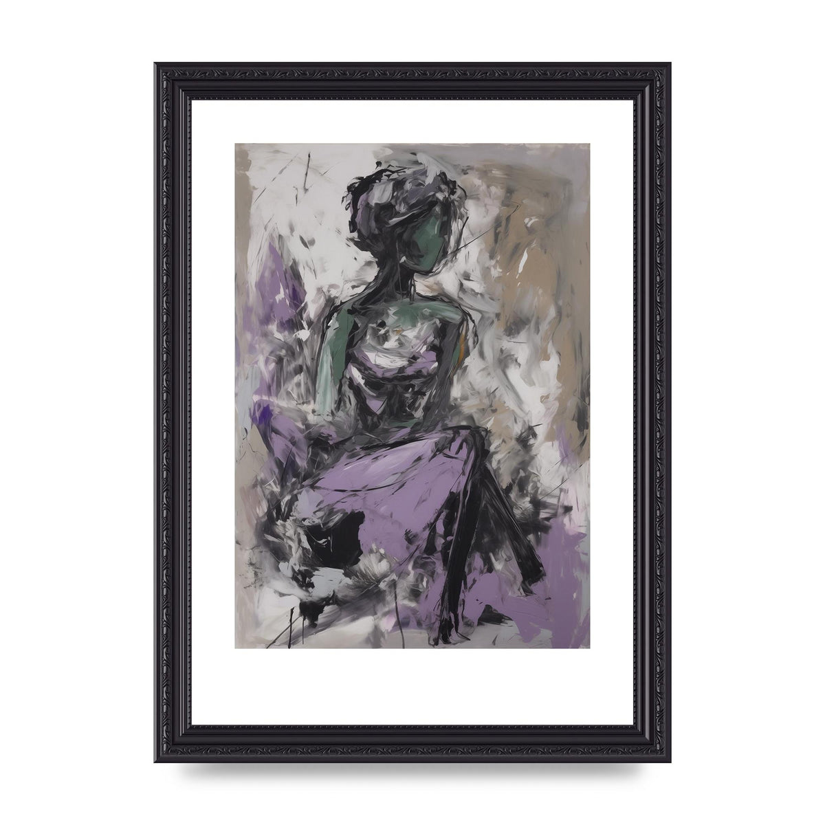 Lavender Canvas with Black Strokes